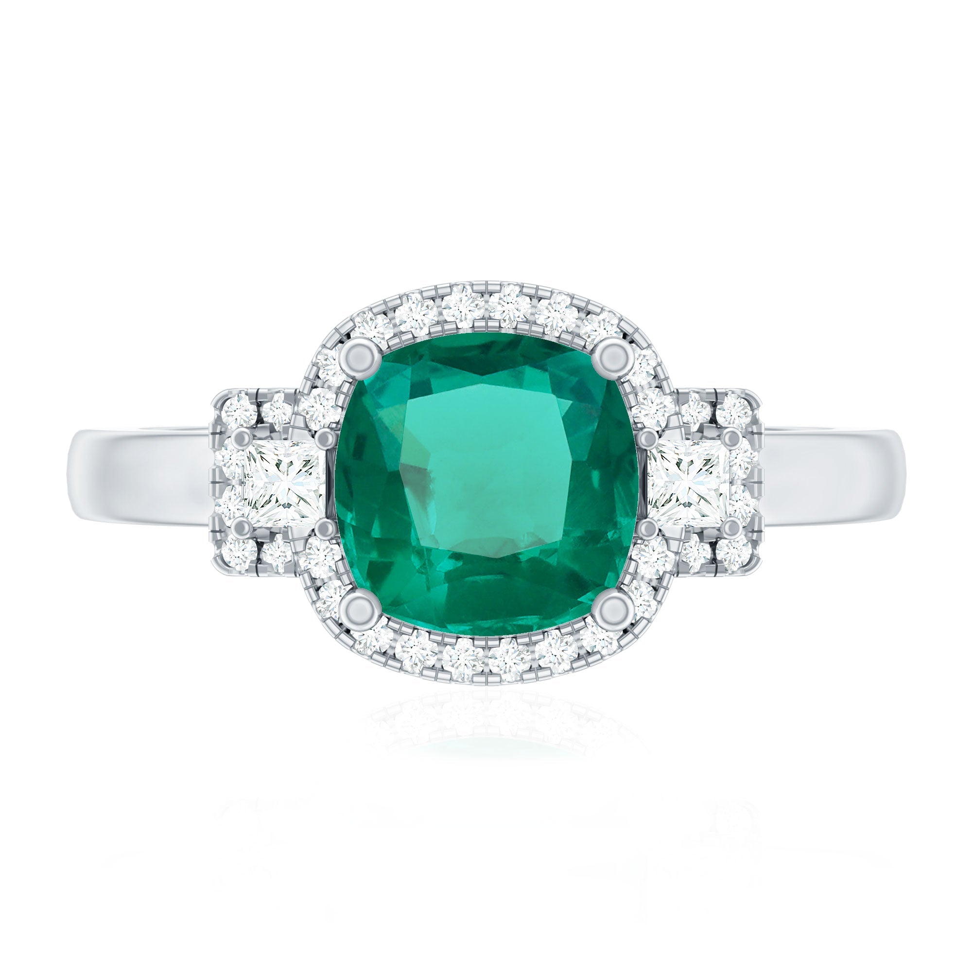 Cushion Cut 8 mm Lab Grown Emerald Diamond Statement Engagement Ring