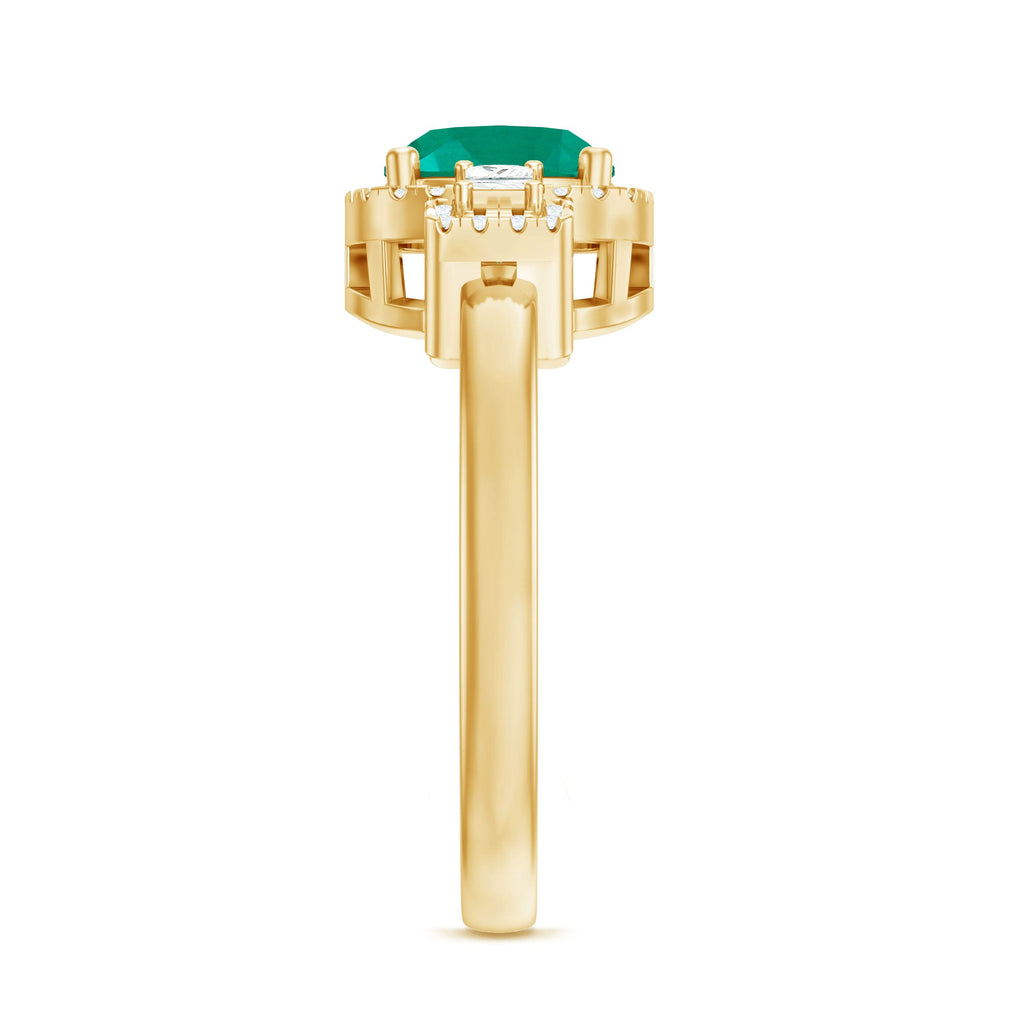 Cushion Cut 8 mm Lab Grown Emerald Diamond Statement Engagement Ring