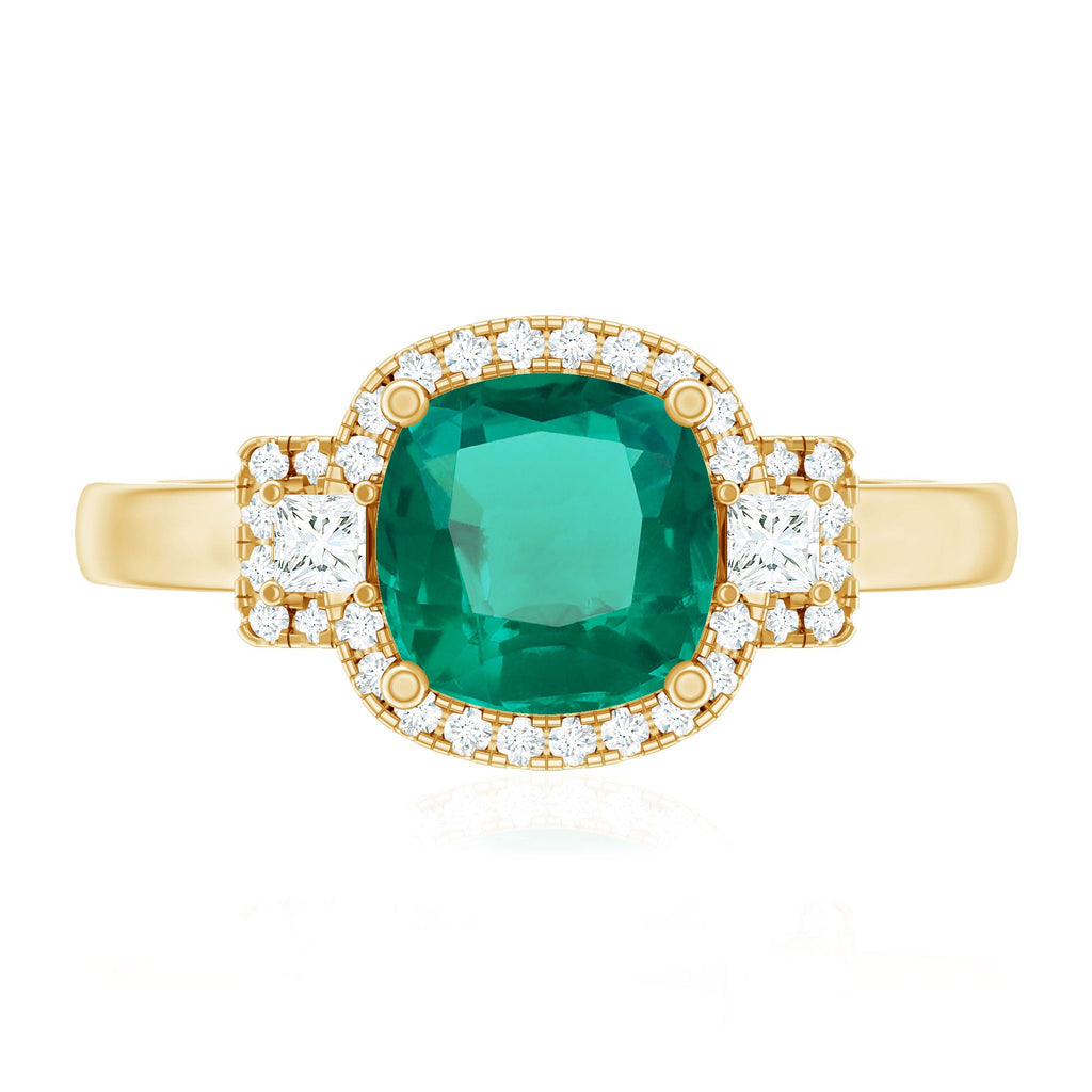 Cushion Cut 8 mm Lab Grown Emerald Diamond Statement Engagement Ring