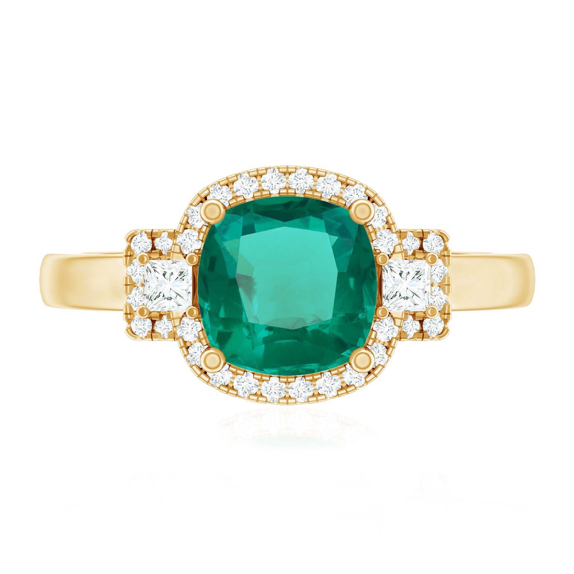 Cushion Cut 8 mm Lab Grown Emerald Diamond Statement Engagement Ring