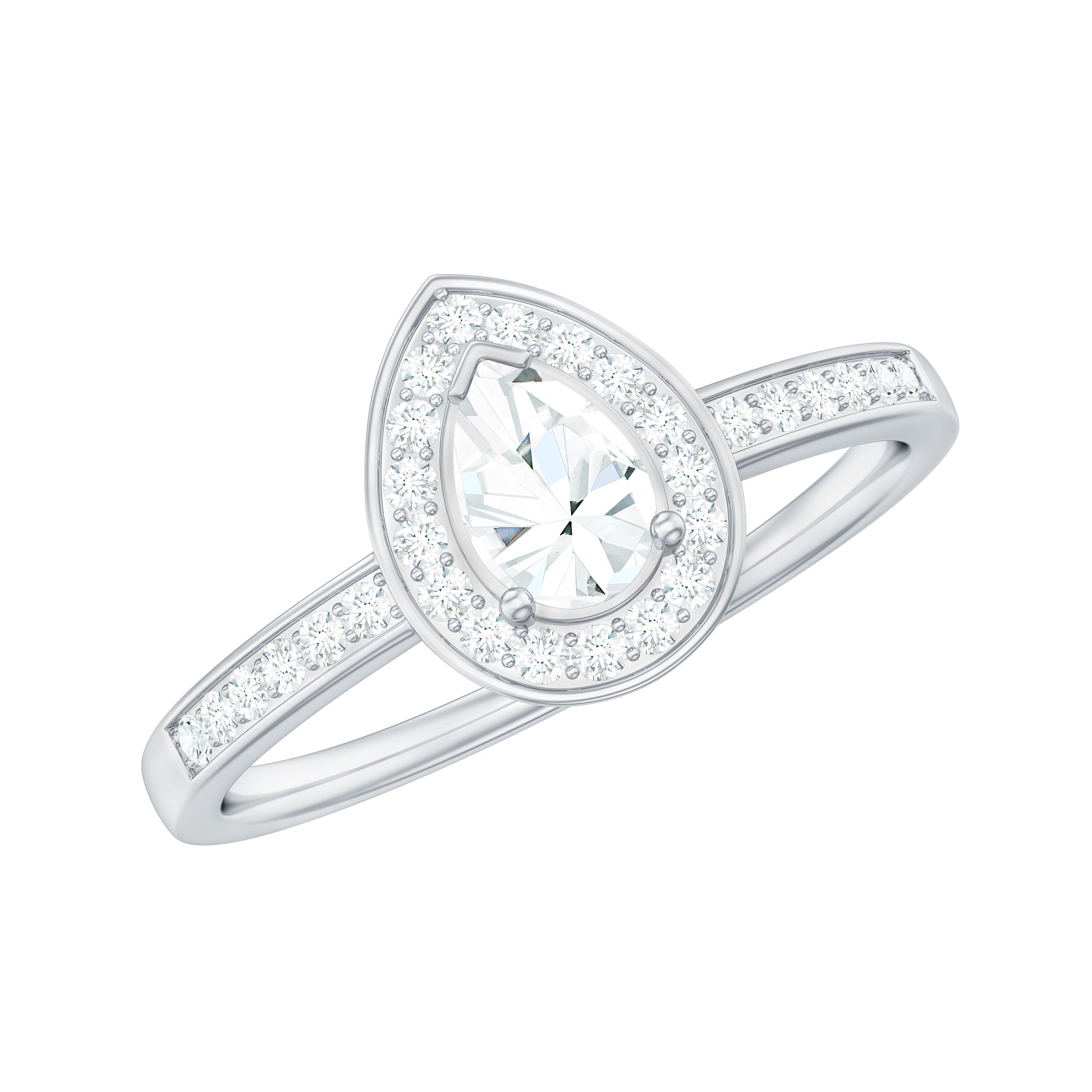 Zircon Teardrop Halo Engagement Ring