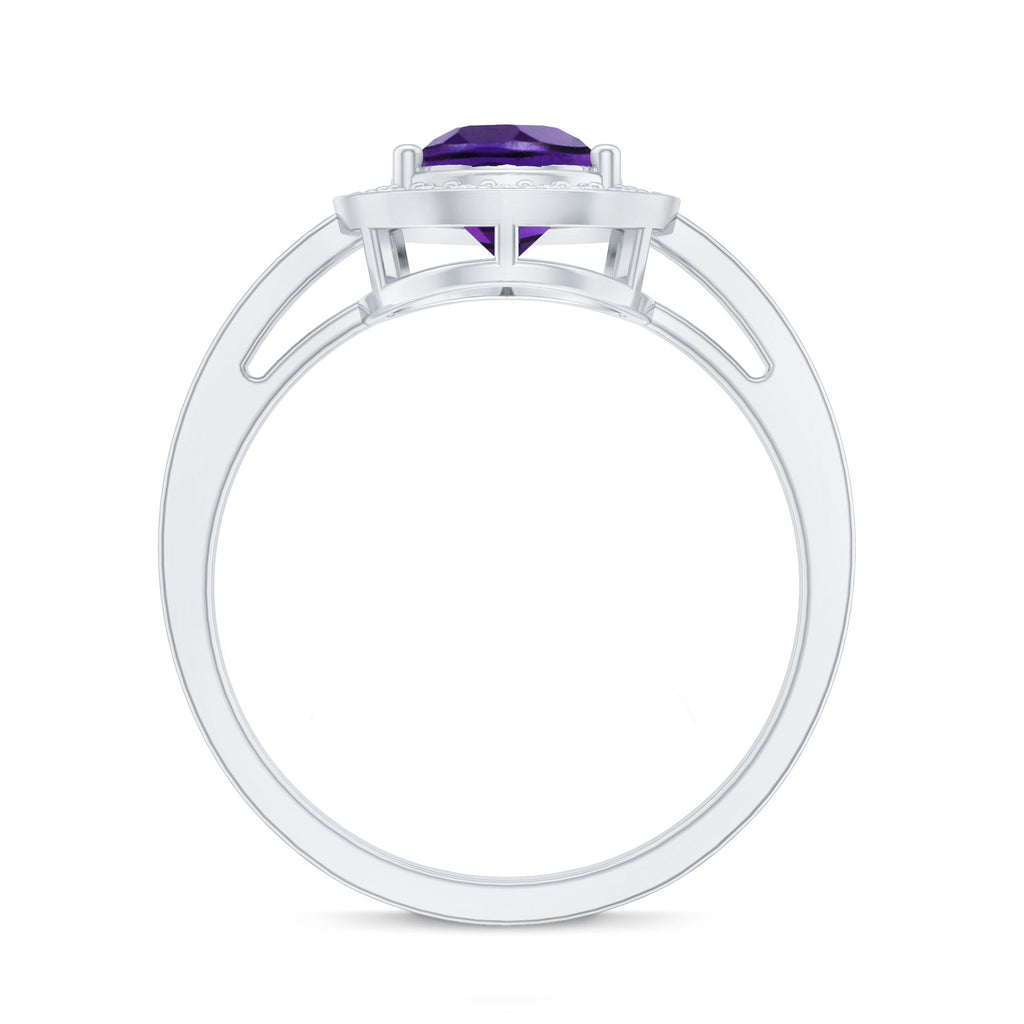 Classic Amethyst Teardrop Engagement Ring with Diamond Accent