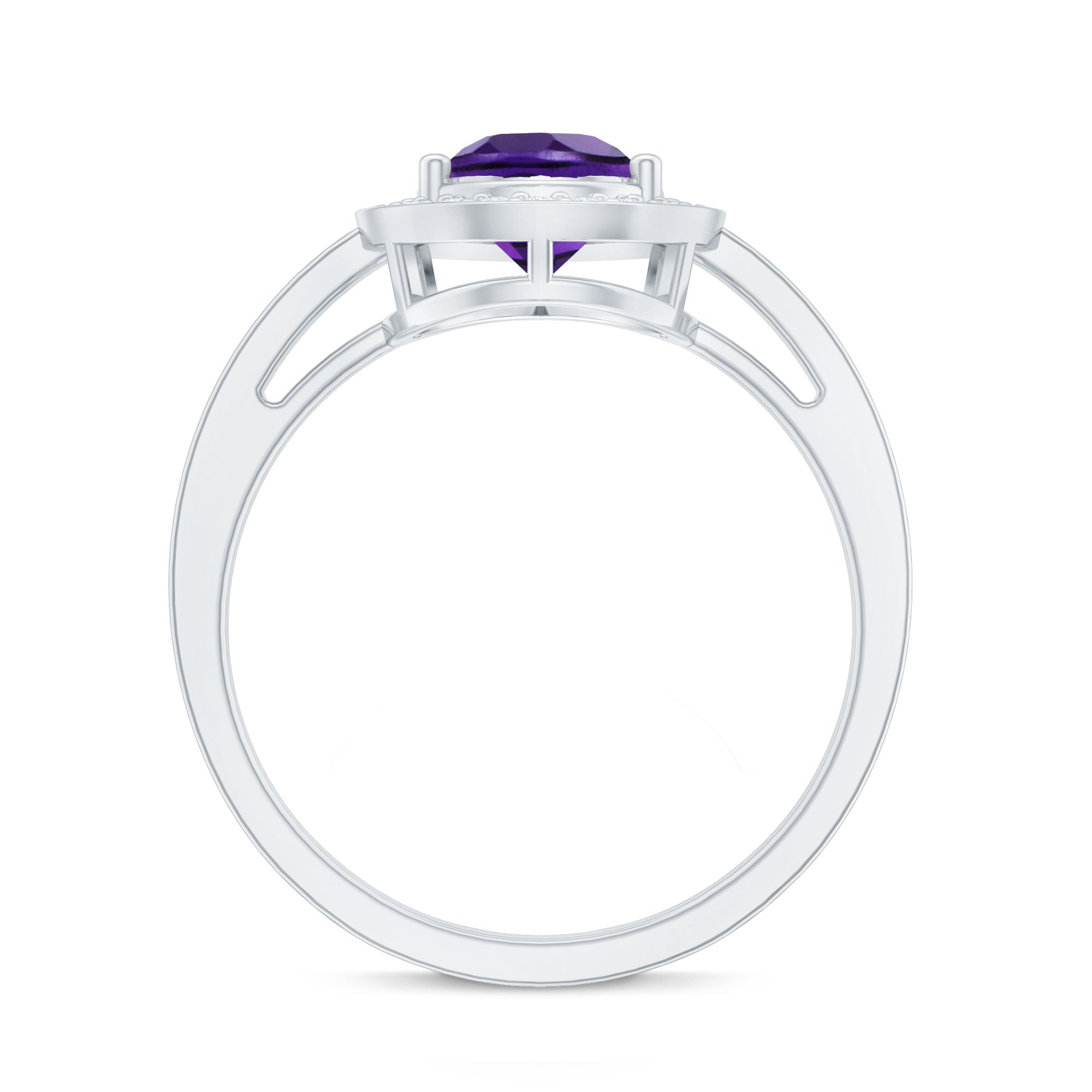 Classic Amethyst Teardrop Engagement Ring with Diamond Accent