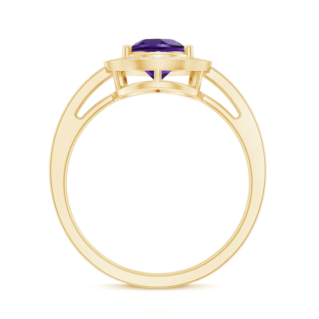Classic Amethyst Teardrop Engagement Ring with Diamond Accent