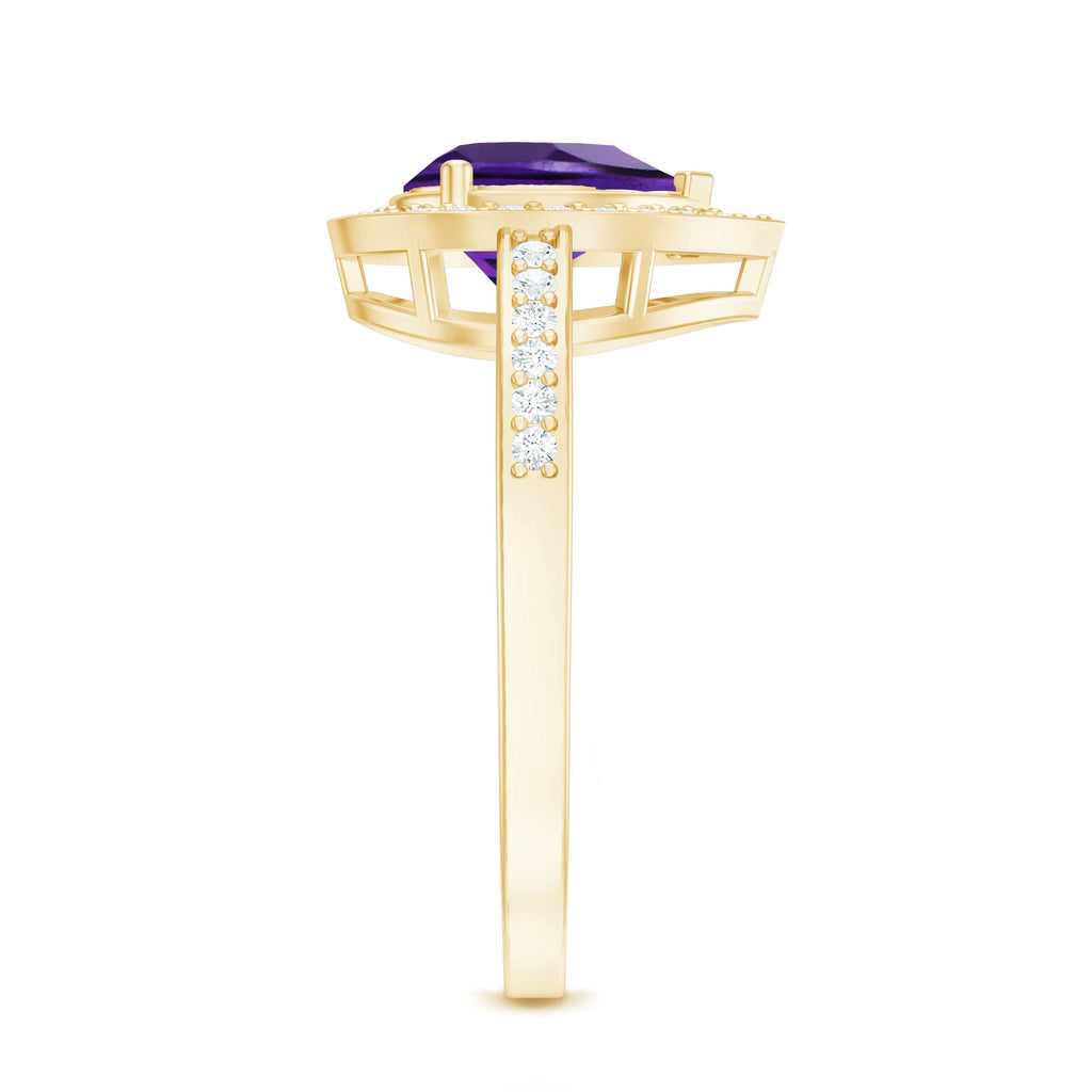 Classic Amethyst Teardrop Engagement Ring with Diamond Accent