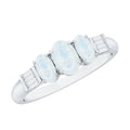 1 Carat Oval Moonstone Three Stone Anniversary Ring