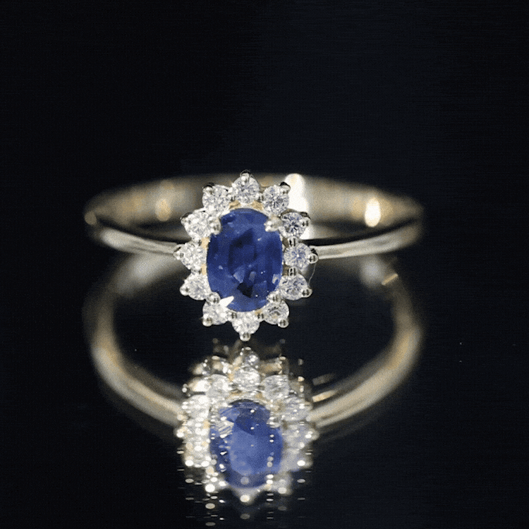 Princess Diana Inspired Blue Sapphire and Diamond Engagement Ring
