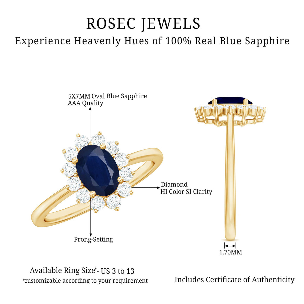 Princess Diana Inspired Blue Sapphire and Diamond Engagement Ring