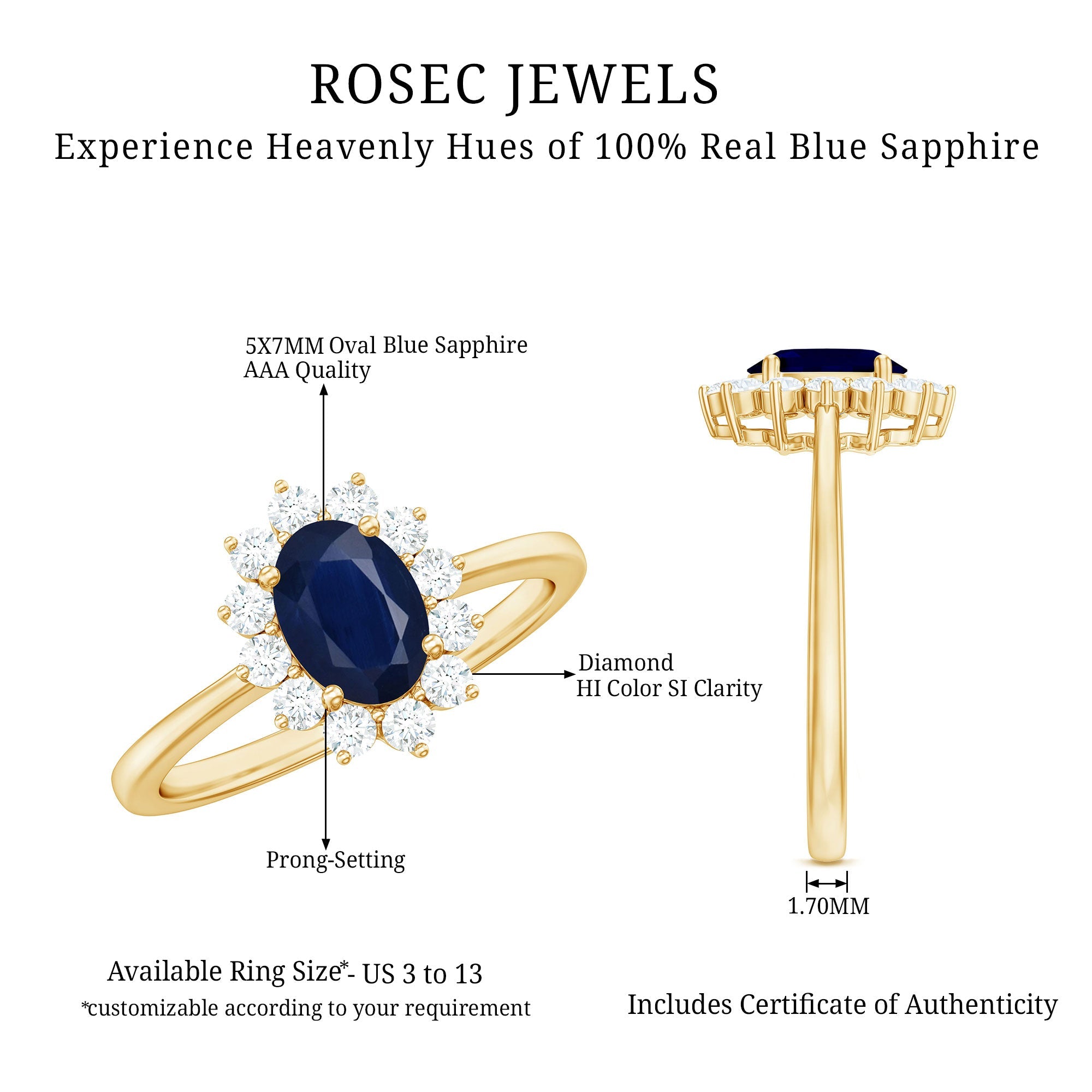 Princess Diana Inspired Blue Sapphire and Diamond Engagement Ring