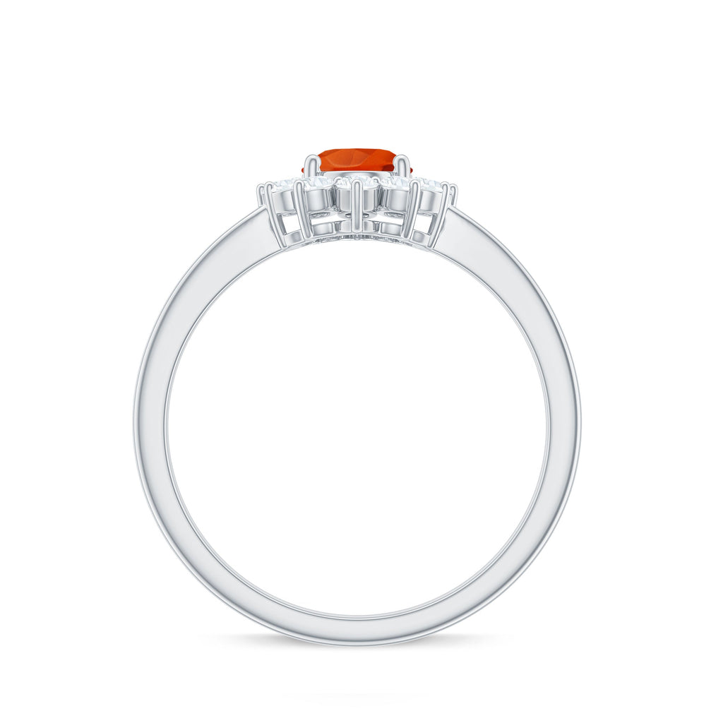 1 CT Princess Diana Inspired Fire Opal and Diamond Engagement Ring