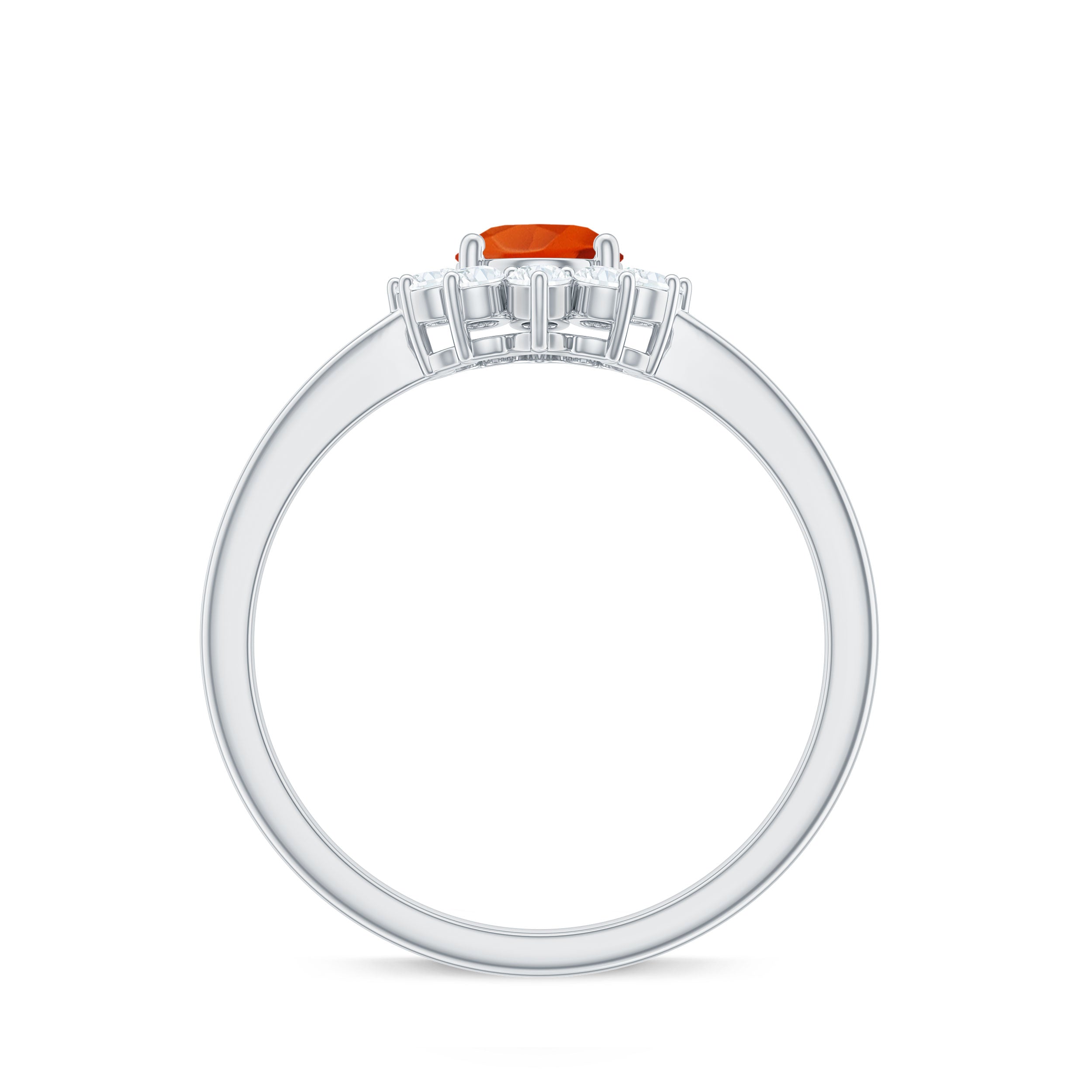 1 CT Princess Diana Inspired Fire Opal and Diamond Engagement Ring
