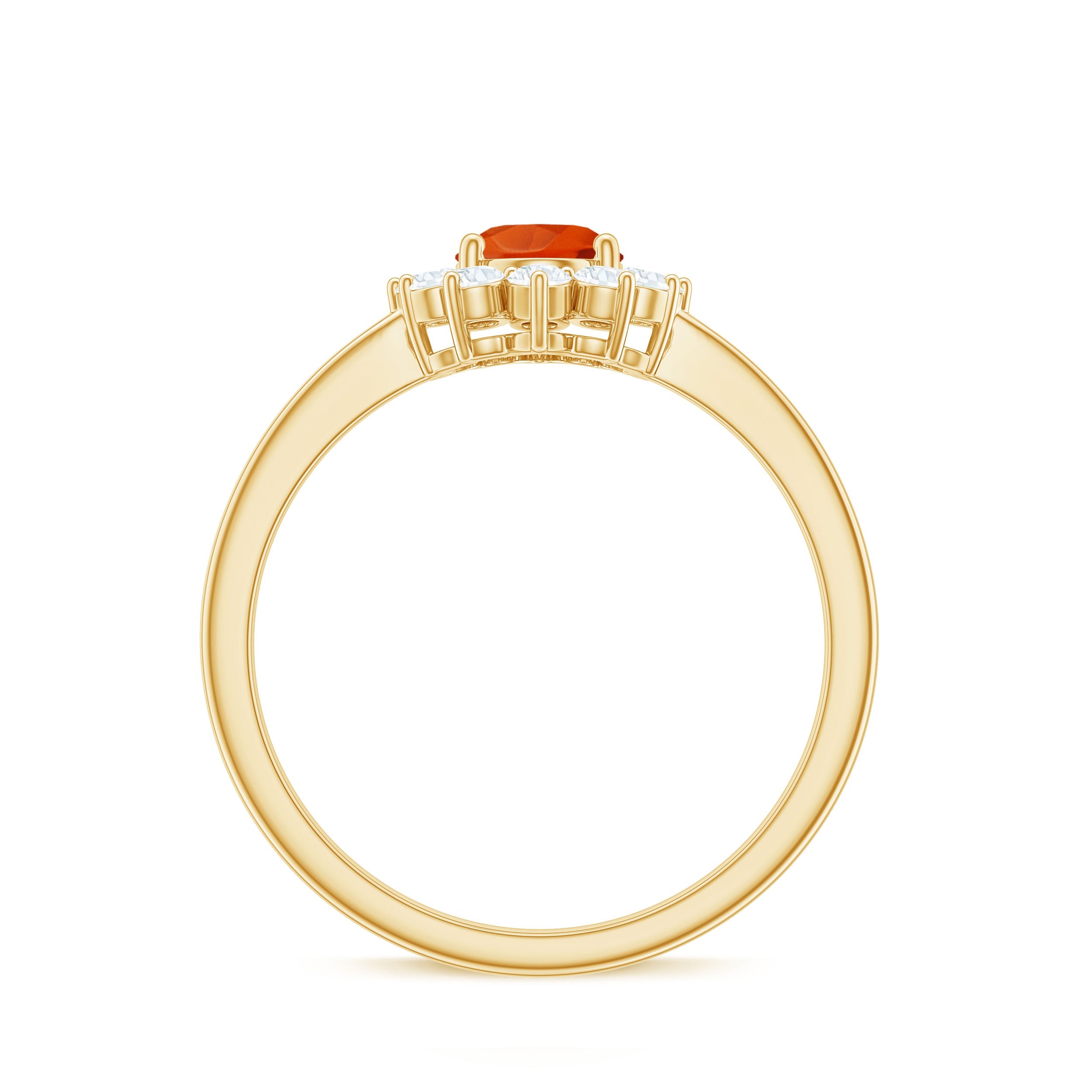1 CT Princess Diana Inspired Fire Opal and Diamond Engagement Ring