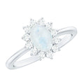 Princess Diana Inspired Moonstone Engagement Ring Diamond Halo