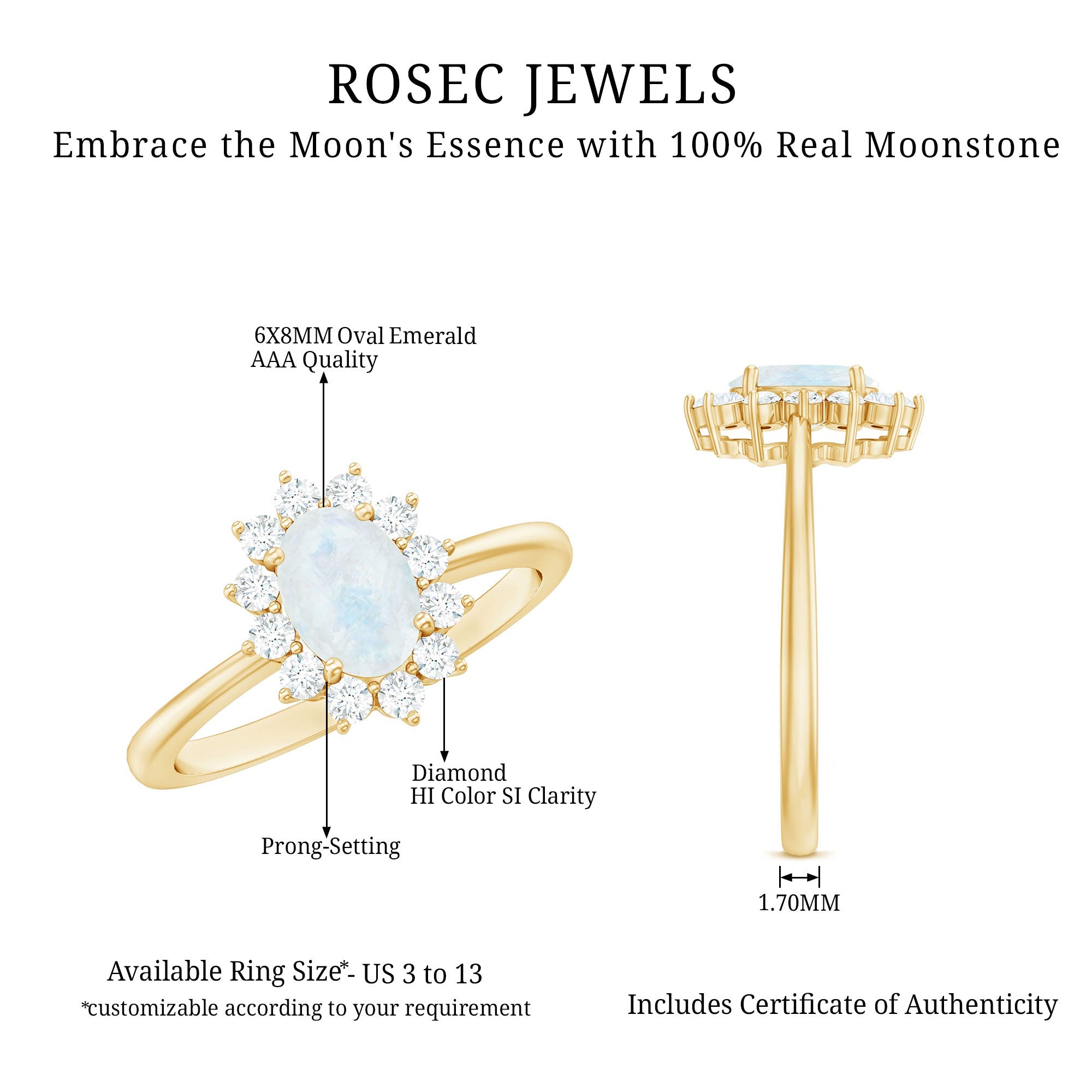 Princess Diana Inspired Moonstone Engagement Ring Diamond Halo