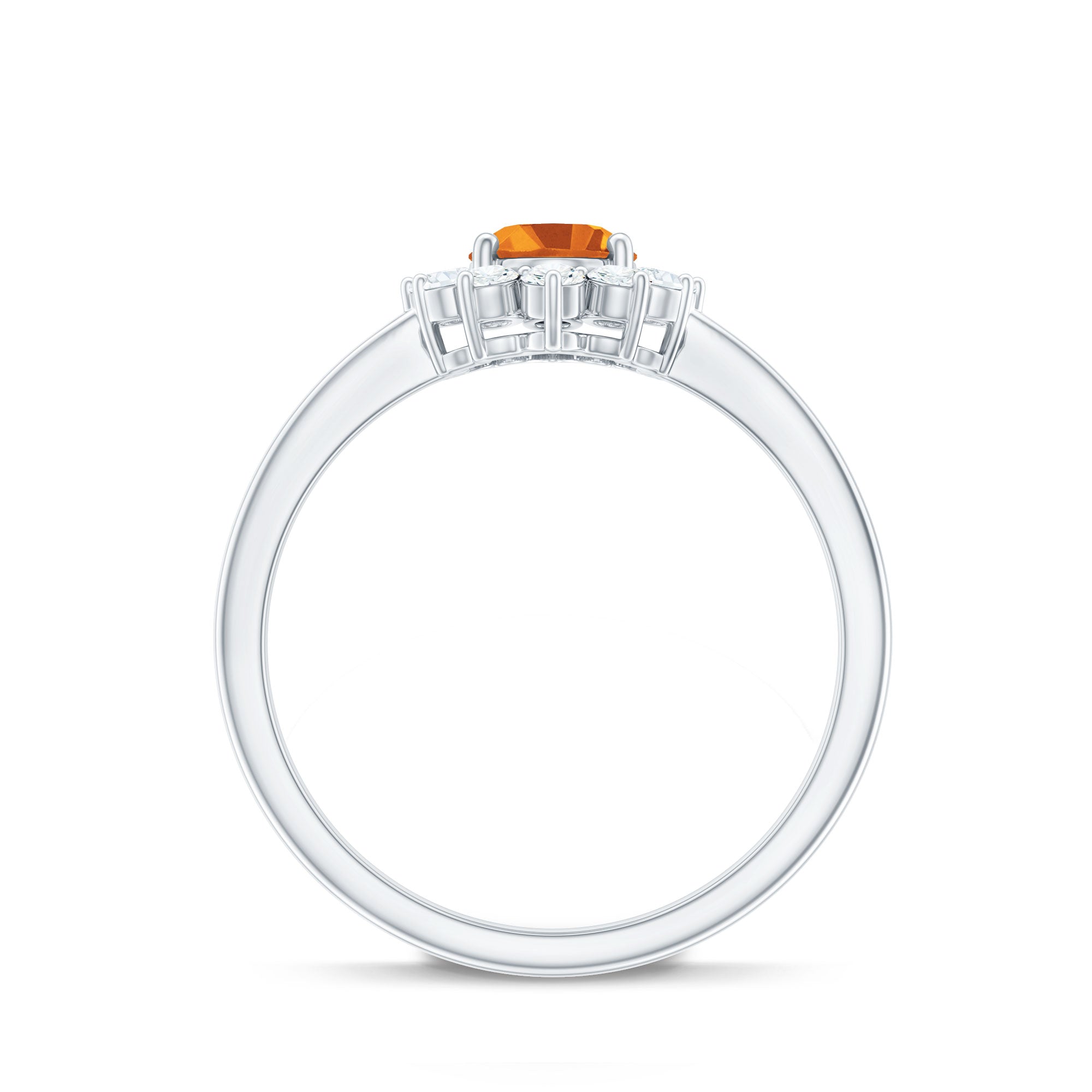 Real 6X8mm Citrine Oval Engagement Ring with Diamond Halo