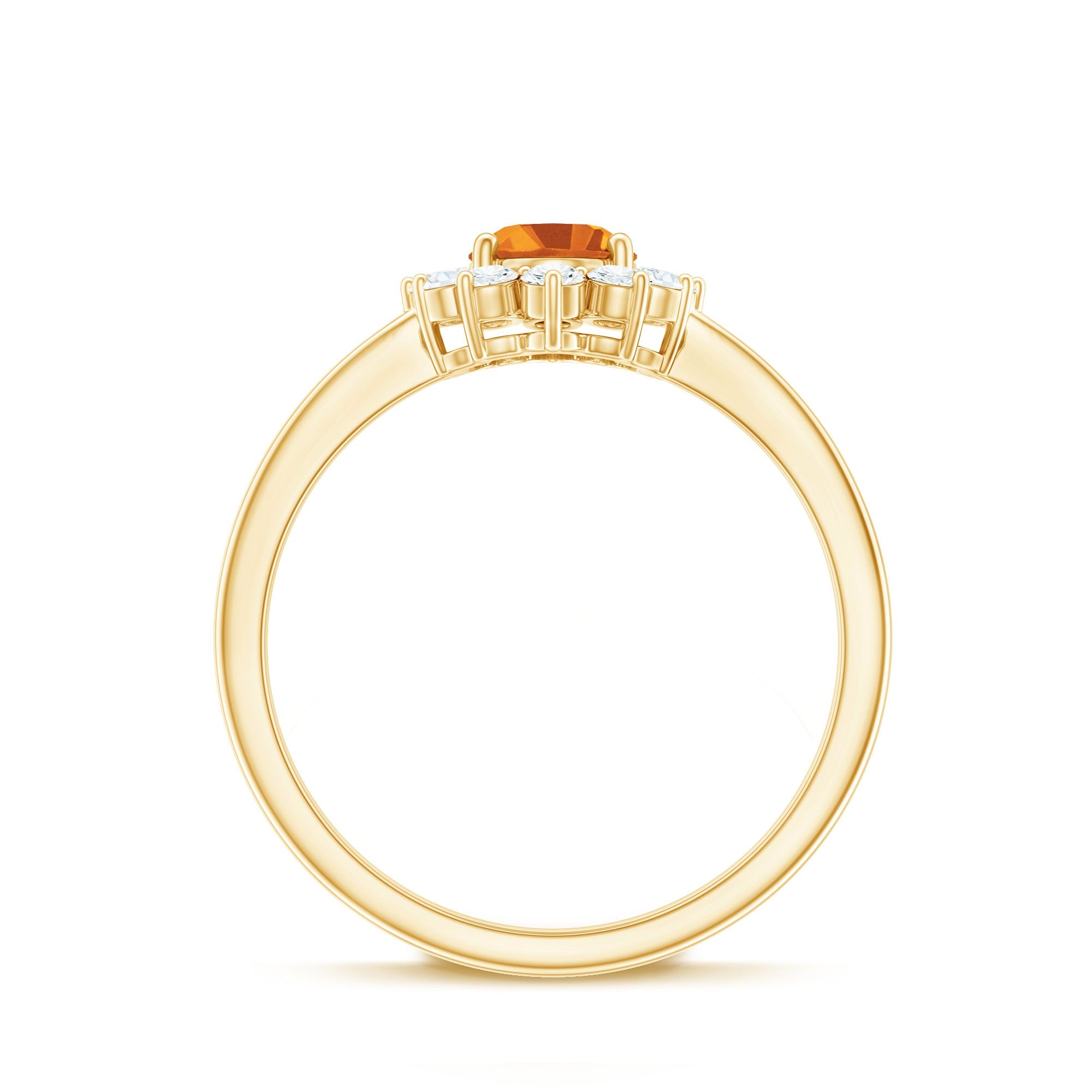 Real 6X8mm Citrine Oval Engagement Ring with Diamond Halo