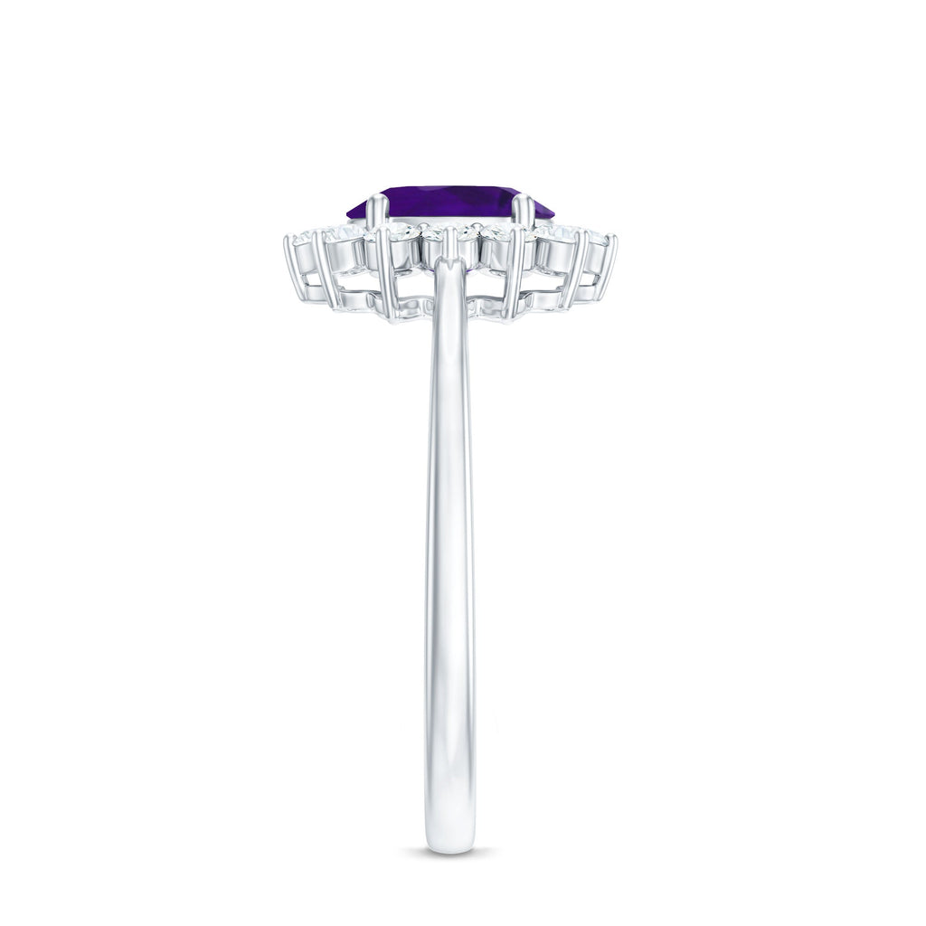 1.5 CT Princess Diana Inspired Amethyst Engagement Ring Diamond Halo