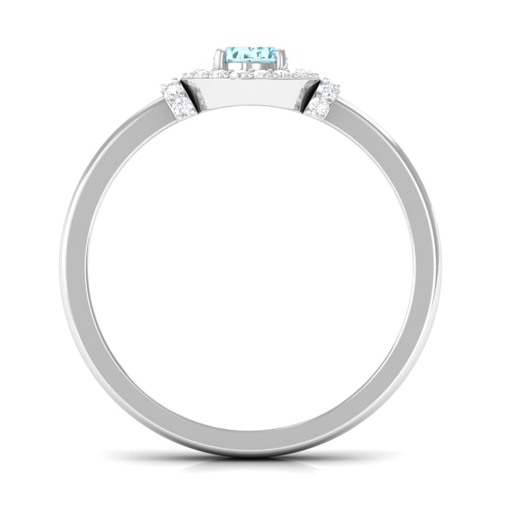 0.50 CT Aquamarine Halo Engagement Ring with Diamond