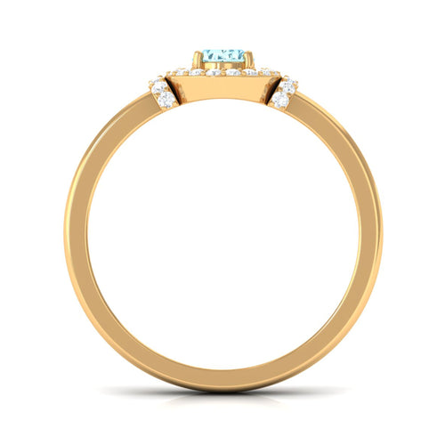 0.50 CT Aquamarine Halo Engagement Ring with Diamond