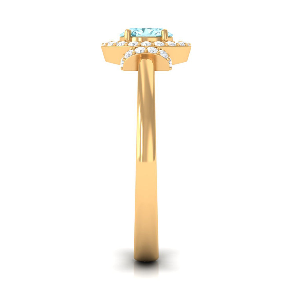 0.50 CT Aquamarine Halo Engagement Ring with Diamond