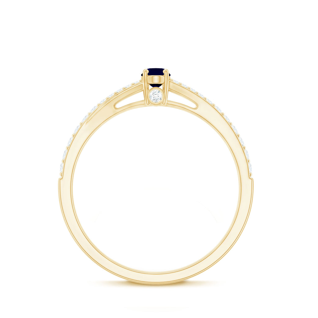 1/2 CT Simple Solitaire Blue Sapphire Engagement Ring with Diamond