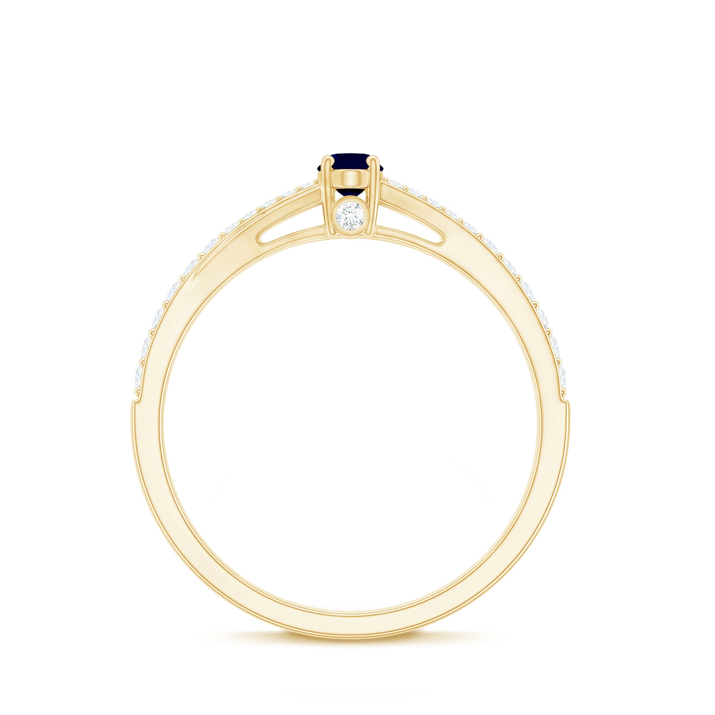 1/2 CT Simple Solitaire Blue Sapphire Engagement Ring with Diamond