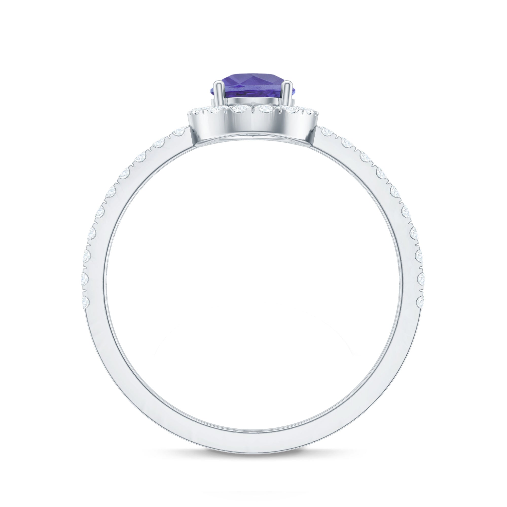 Real 0.84 Carat Tanzanite Teardrop Engagement Ring with Diamond Halo