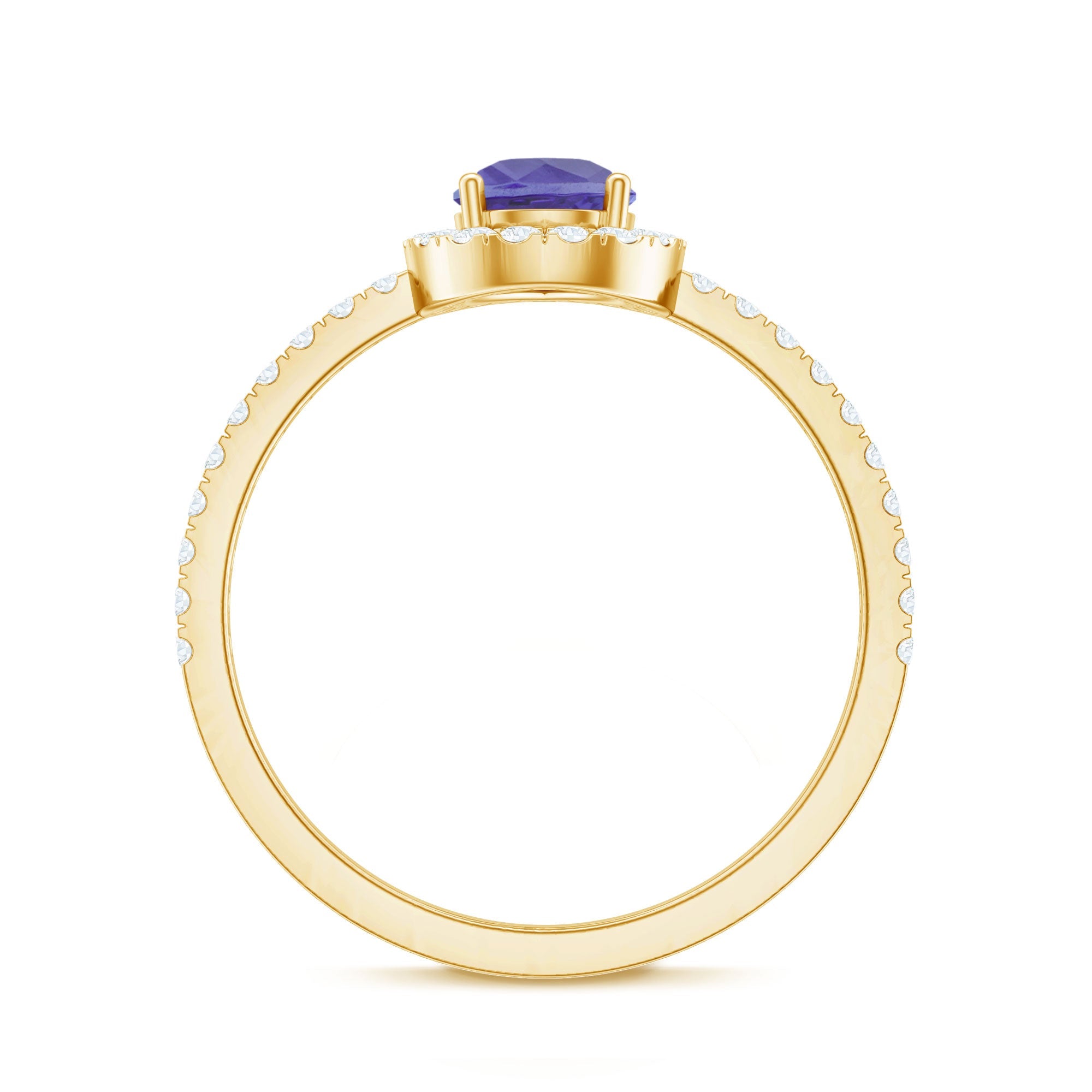 Real 0.84 Carat Tanzanite Teardrop Engagement Ring with Diamond Halo
