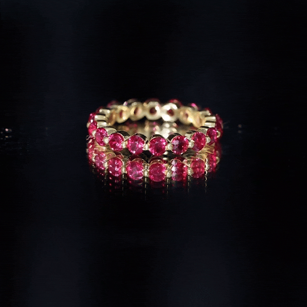 Certified Lab Created Ruby Simple Eternity Ring in Gold