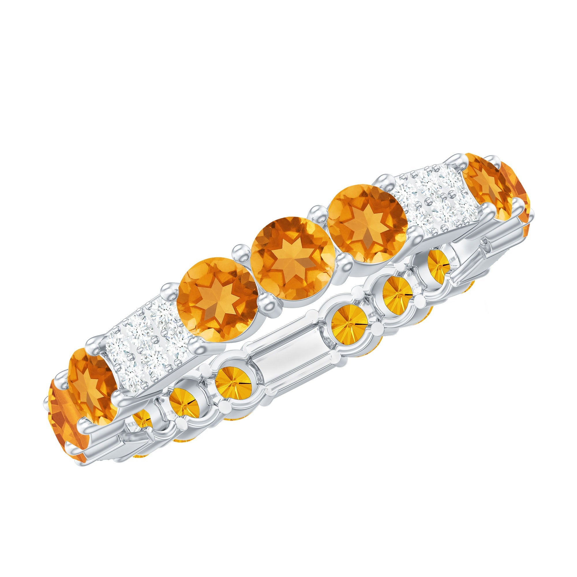 Natural Citrine Diamond Eternity Wedding Band