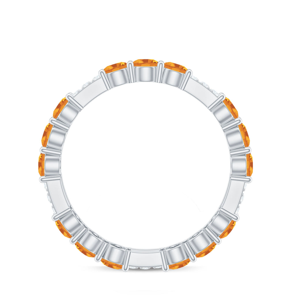 Natural Citrine Diamond Eternity Wedding Band