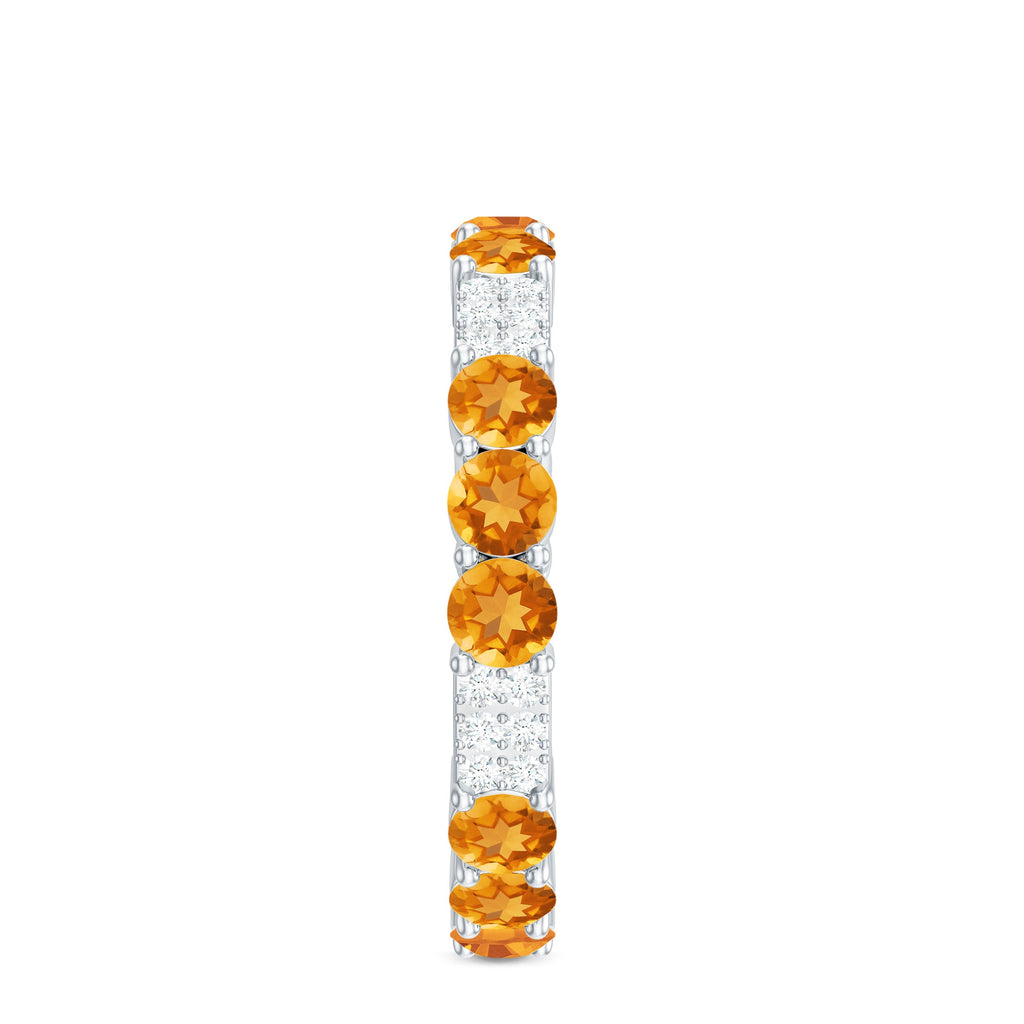 Natural Citrine Diamond Eternity Wedding Band