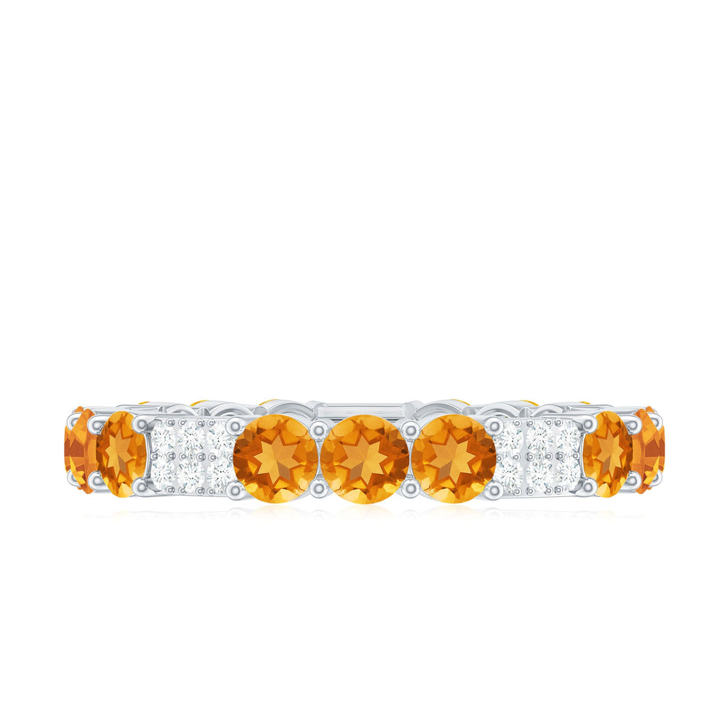 Natural Citrine Diamond Eternity Wedding Band