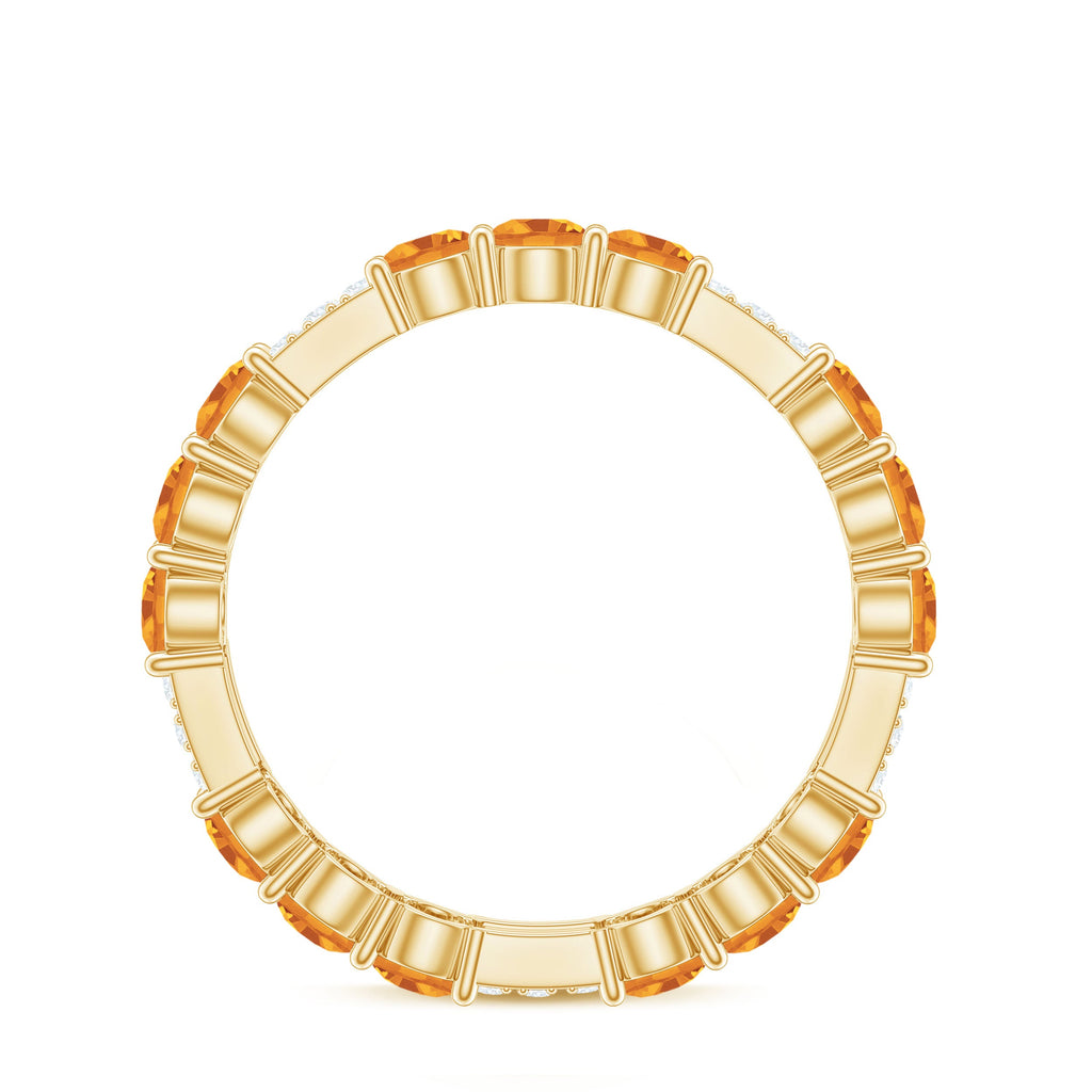 Natural Citrine Diamond Eternity Wedding Band