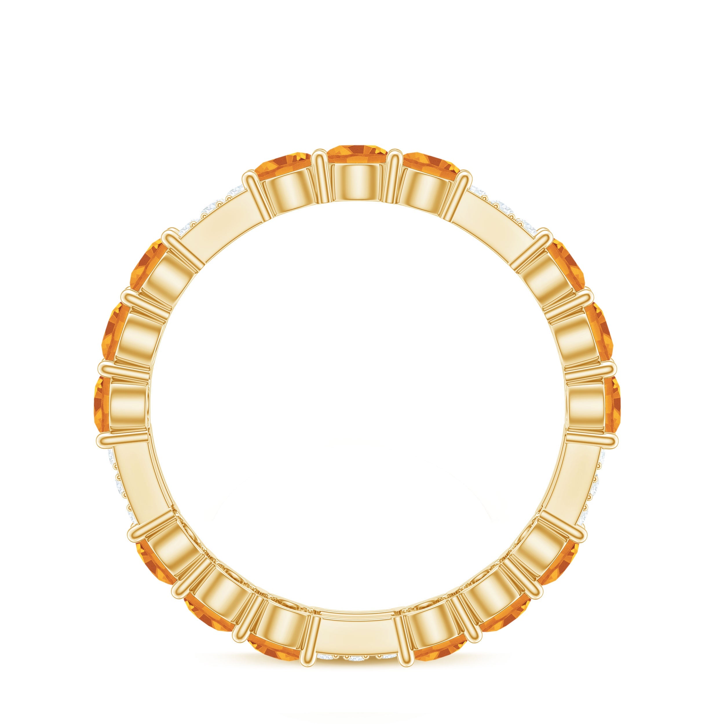 Natural Citrine Diamond Eternity Wedding Band