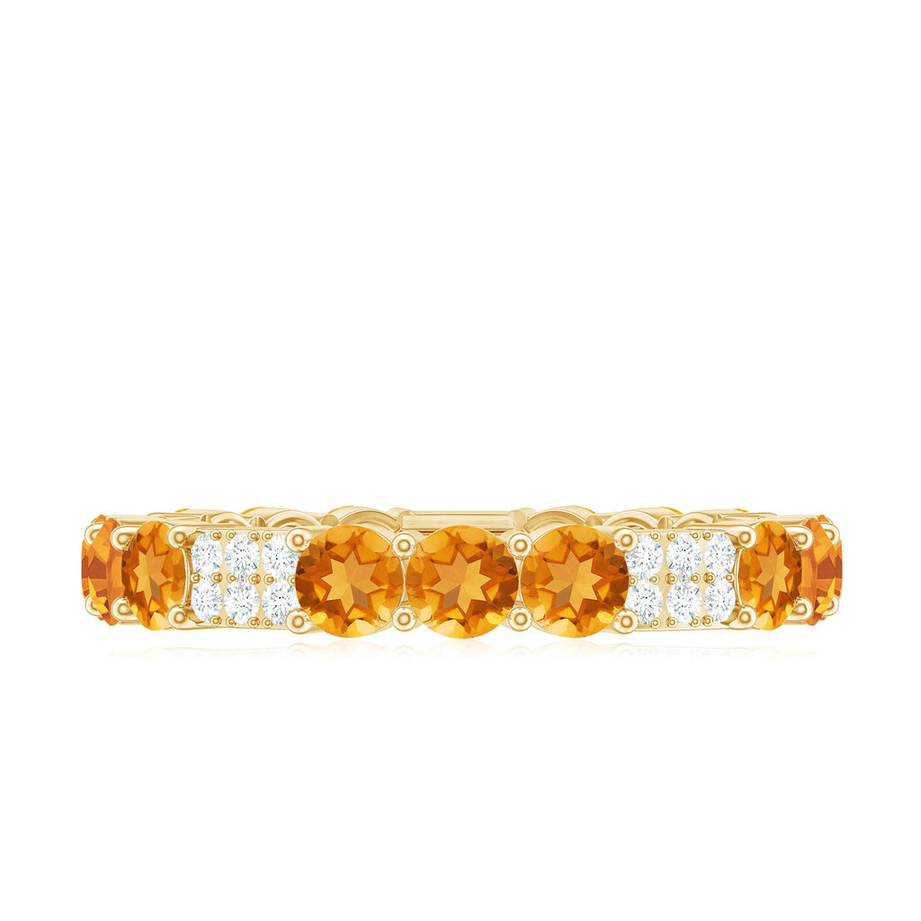 Natural Citrine Diamond Eternity Wedding Band