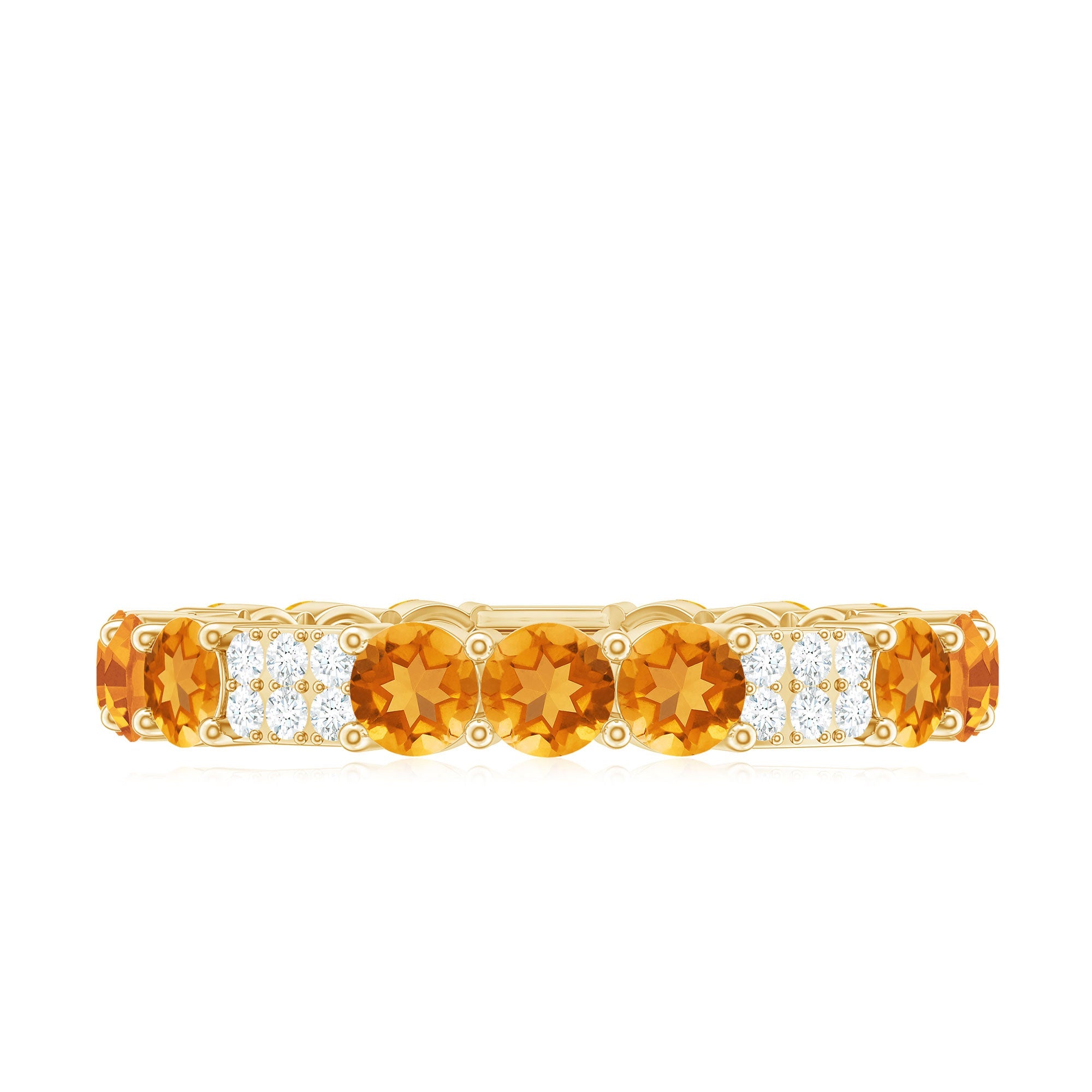 Natural Citrine Diamond Eternity Wedding Band