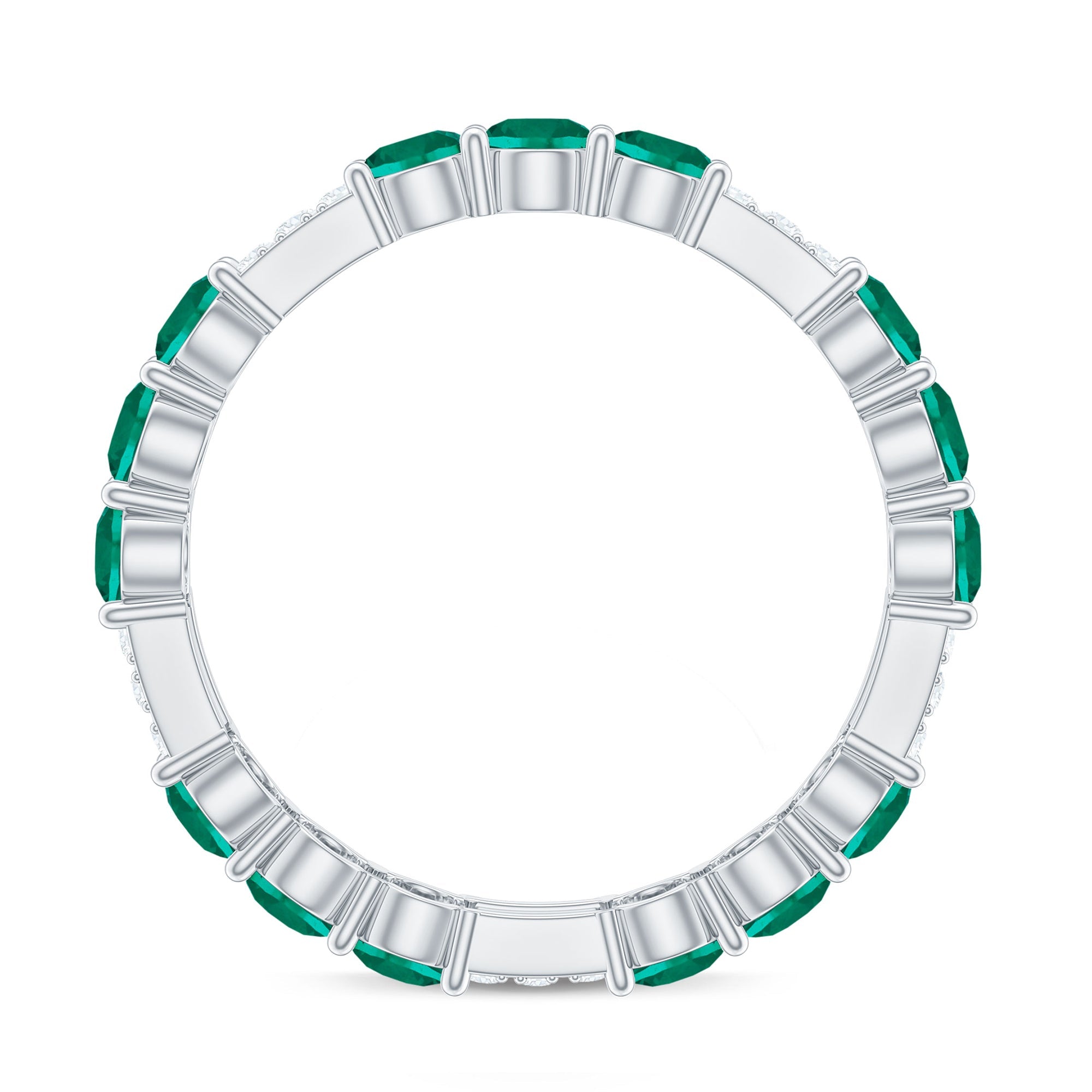 Certified Lab Grown Emerald Diamond Eternity Wedding Band