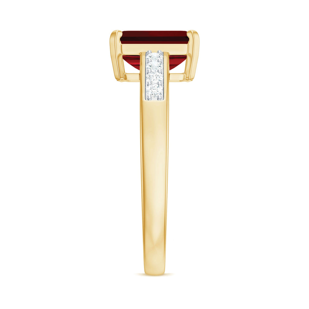Lab Grown Ruby Emerald Cut Engagement Ring with Real Diamond