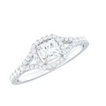 Princess Cut Moissanite Halo Engagement Ring with Split Shank
