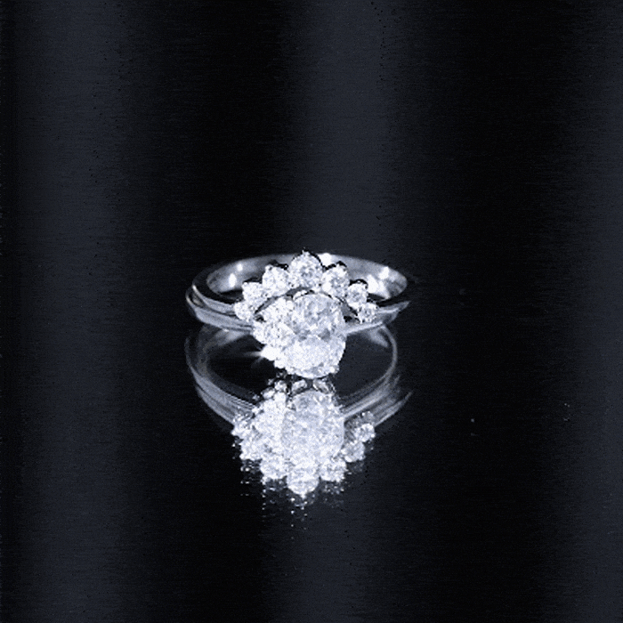 2 CT Oval Cut Moissanite Halo Wedding Ring Set With Certificate