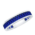Certified Lab Grown Blue Sapphire Baguette Eternity Band Ring for Women