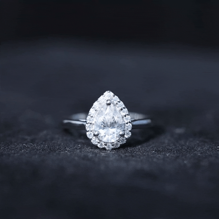 1 CT Brilliant Cut Moissanite Teardrop Engagement Ring