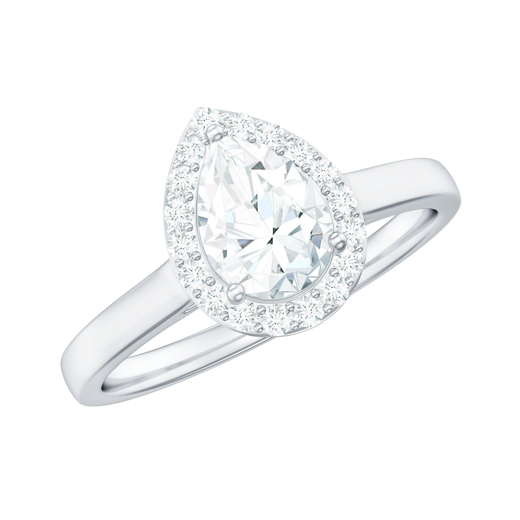 1 CT Brilliant Cut Moissanite Teardrop Engagement Ring