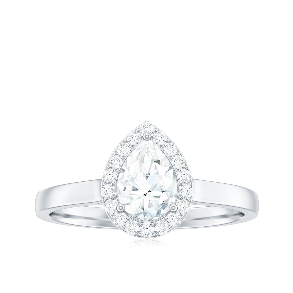 1 CT Brilliant Cut Moissanite Teardrop Engagement Ring
