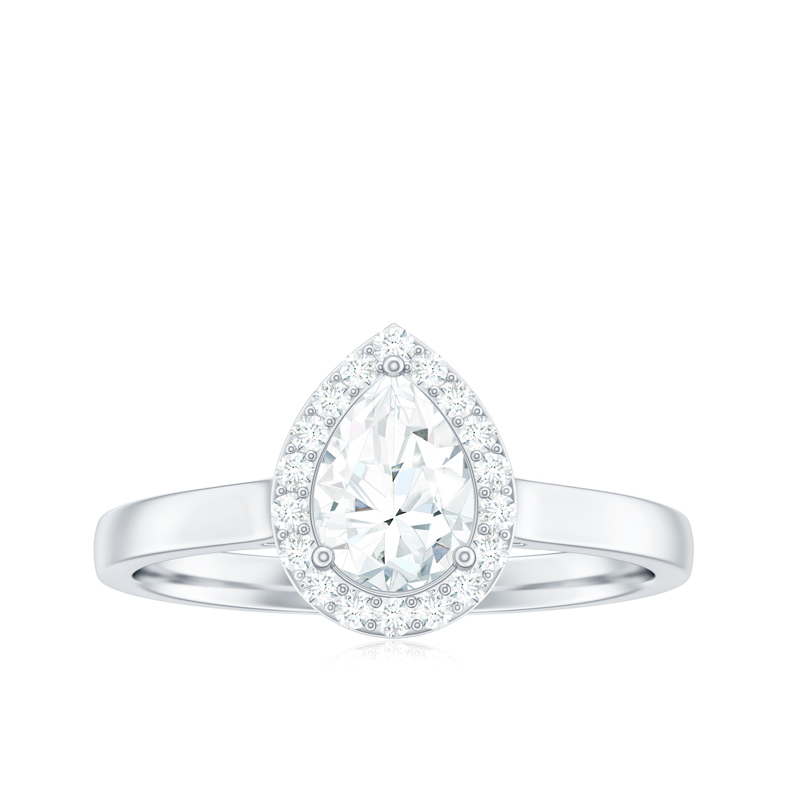 1 CT Brilliant Cut Moissanite Teardrop Engagement Ring