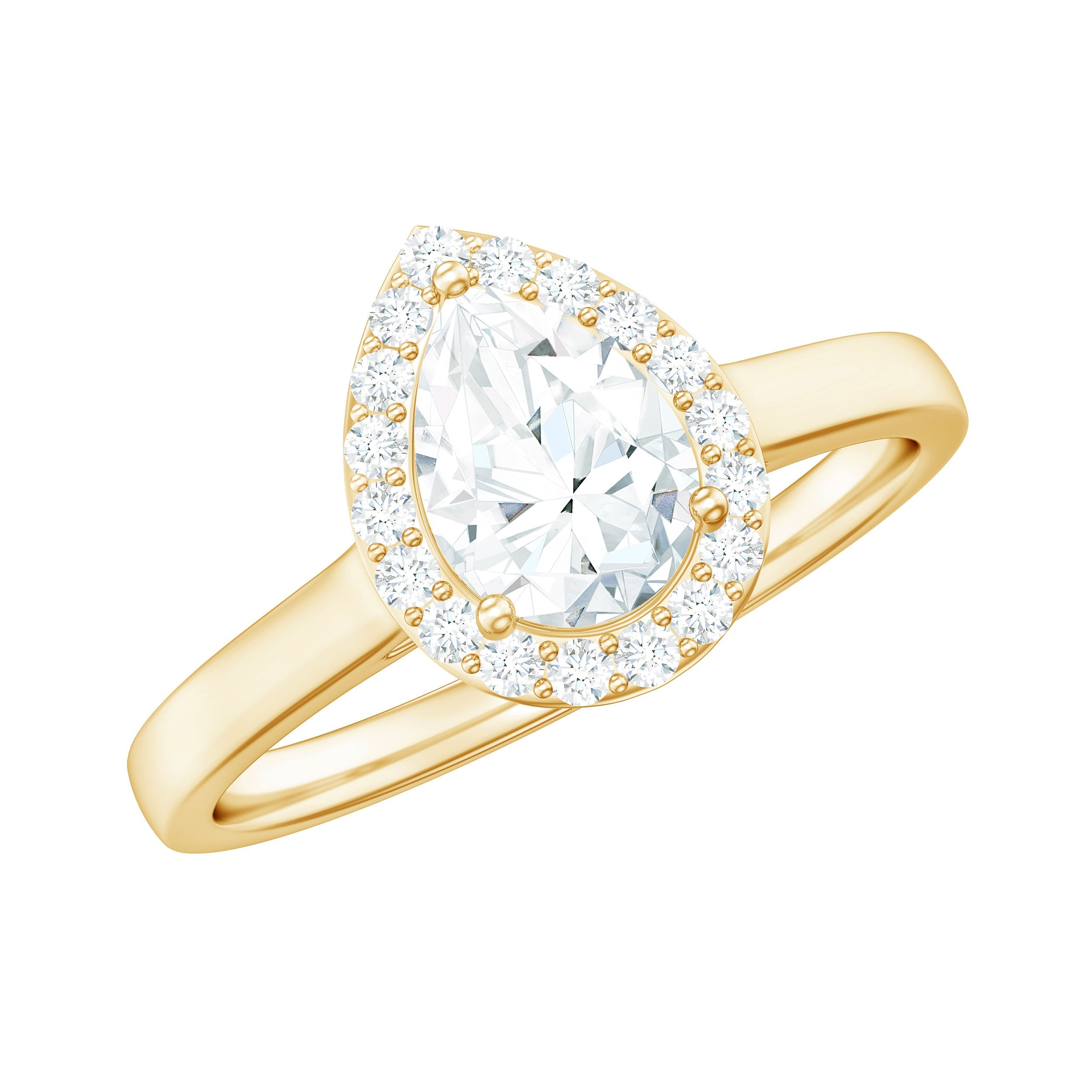 1 CT Brilliant Cut Moissanite Teardrop Engagement Ring