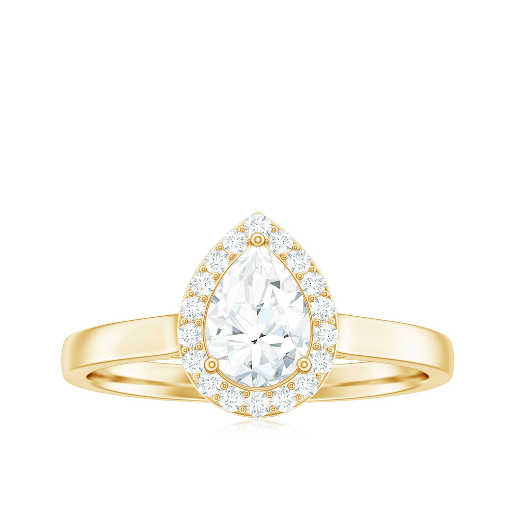 1 CT Brilliant Cut Moissanite Teardrop Engagement Ring
