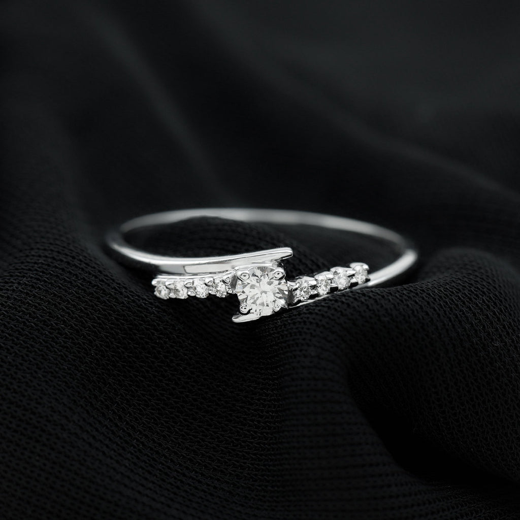 Round Cut Moissanite Promise Ring with Bypass Shank