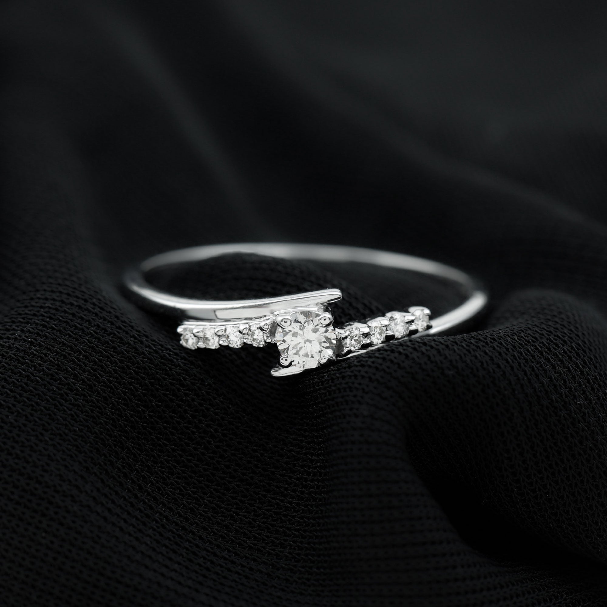 Round Cut Moissanite Promise Ring with Bypass Shank